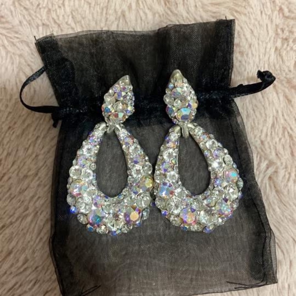Huge silver prom/pageant earrings